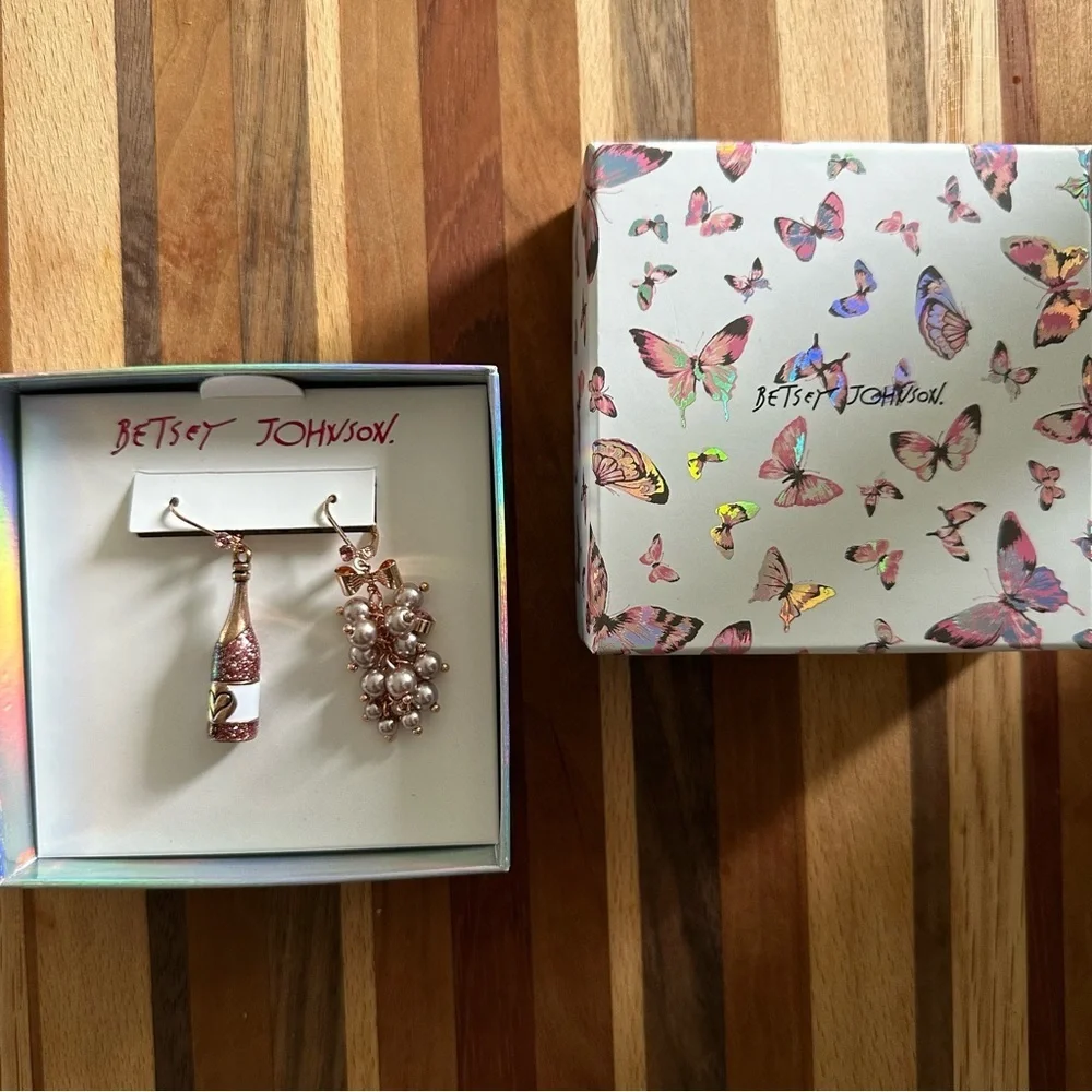 Betsey Johnson Non-Matching Champagne Earrings